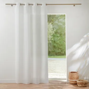 Záclona Blancheporte Jednobarevná voálová záclona s efektem lnu bílá 290x240 cm