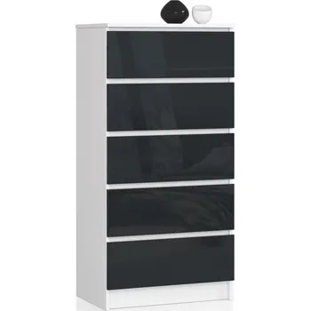 Šatní skříň Komoda K60 5SZ - bílá/grafit