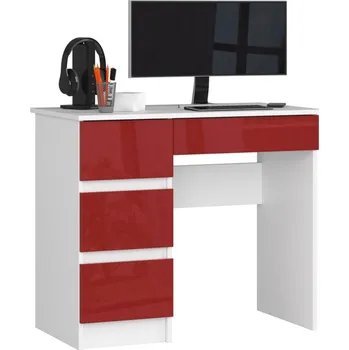Dětská skříň Počítačový stůl A7 levá bílá/červená lesk