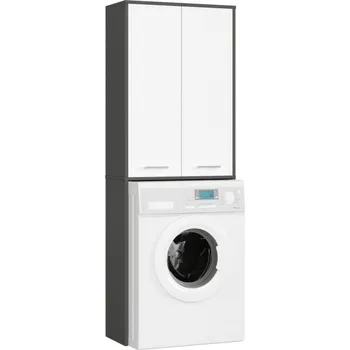 Nábytek Regál nad pračku FIN 180 2D - šedá/bílá