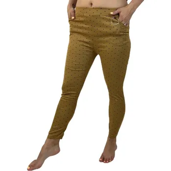 Dámské legíny VÝPRODEJ-Dámské legíny s puntíky- béžové