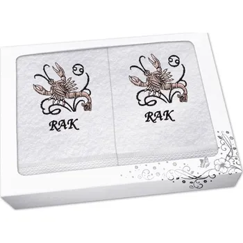 Ručník Luxusní dárková sada ručník + osuška Znamení Rak bílá/hnědá