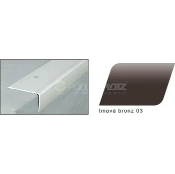 soklová lišta A 42 SCHODOVÉ LIŠTY - ŠROUBOVACÍ, 41x26,6 mm Barva: Tmavá bronz, Zvolte délku: 270 cm