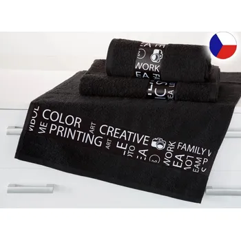 Bytový textil Froté ručník 50x100 NORA TISK 450g Písmo černé