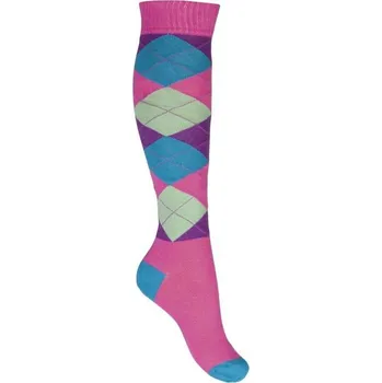 HKM Podkolenky jezdecké Karo Happy HKM, pink/turquoise checkered 43-46