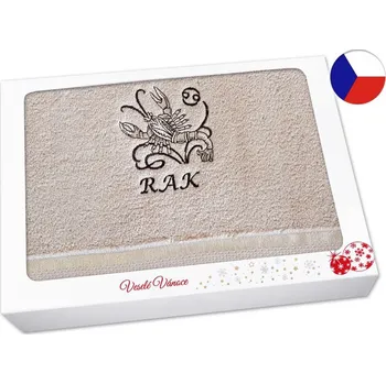 Vánoční dekorace Vánoční dárkové balení ručníku Znamení Rak béžová/hnědá