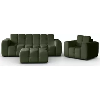 Sedací souprava Sedací souprava Bona 3+1+taburet, zelená (raven 78)