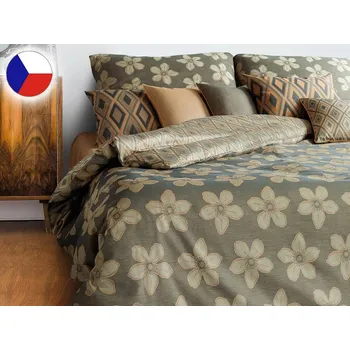 Povlečení Damaškové povlečení EXCELLENT 70x90, 140x220 GRACE Ráj sasanek šedožlutý