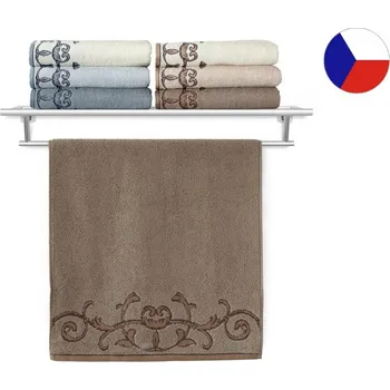 Ručník Luxusní ručník 50x100 TERRY BAROCCO 500g hnědý s hnědou bordurou