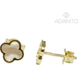 Zlaté náušnice čtyřlístky s perletí