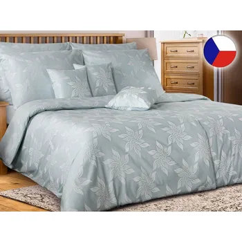 Povlečení Damaškové povlečení EXCELLENT 220x200, 2x 70x90 GEON Velký květ lilie zelenošedý