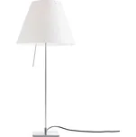 Luceplan Costanza stolní lampa D13if hliník/bílá - stínidlo - Ø 40 cm, výška 28 cm; noha - 18 x 18 cm hliník, bílá 1 x 140 W - Doprava zdarma
