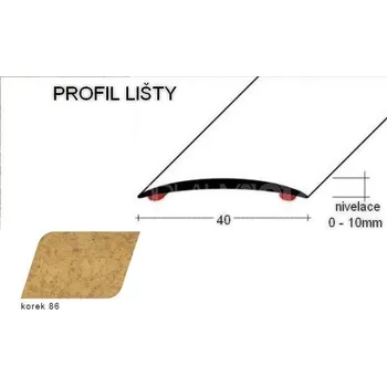 přechodová lišta S 13 PŘECHODOVÉ LIŠTY - SAMOLEPÍCÍ, šíře 40 mm Barva: Korek, Zvolte délku: 90 cm