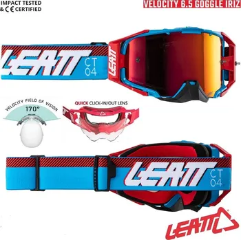 Motocyklové brýle MX brýle LEATT Velocity 6.5 IRIZ Cyan 2024