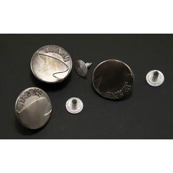 Knoflík Narážecí knoflík hladký - průměr 2 cm - matná tmavá stříbrná - Jeans