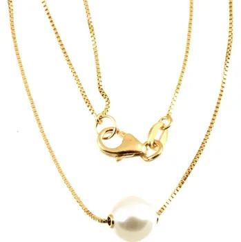 Náhrdelník ŠPERKY-NM, Zlatý náhrdelník s říční perlou 589 Délka náhrdelníku: 42 cm