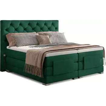 Postel Kontinentální postel CARLINO boxspring s elektrickým polohováním 200x180, zelená (kronos 19)