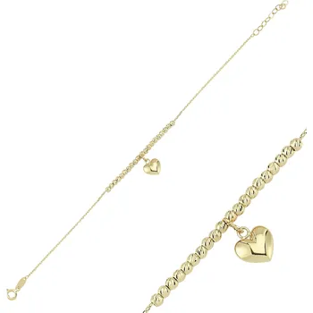 Náramek Lillian Vassago Zlatý náramek se srdcem a kuličkami LLV46-GB047
