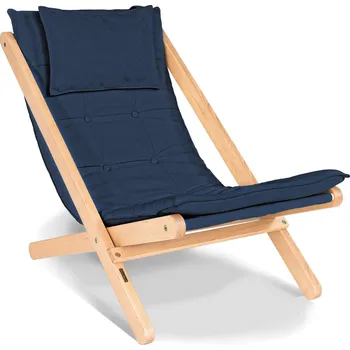 Zahradní lehátko Skládací lehátko BREEZIO 02 z masivu/modré