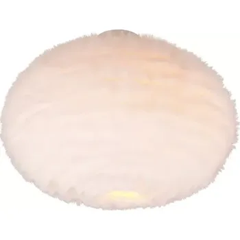 Trio Leuchten R61582001 FURRY - Stropní bílé plyšové svítidlo, 2 x E27, Ø 50cm (Moderní stropní lustr ze syntetického mikroplyše)