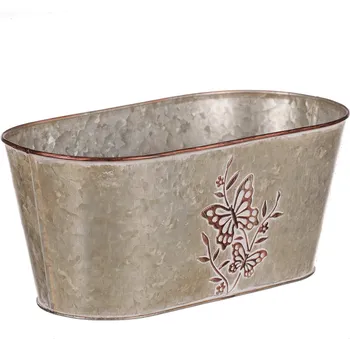 Stojan na květiny Autronic Kovový truhlík, design s motýly, 24x11 cm