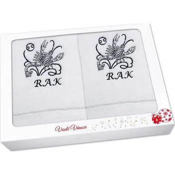 Ručník Vánoční dárková sada ručník + osuška Znamení Rak bílá/šedá