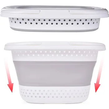 Koš na prádlo COMPACTOR | univerzální skládací koš 50 cm se dvěma madly | na přenášení, ukládání i nákupy Dedra