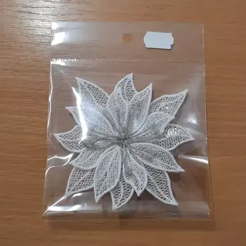 umělá květina Gardener group ČR Vyšívaná ozdoba vánoční hvězda bílá