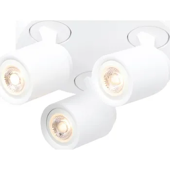 Lampička Freelight Stropní bodové svítidlo Razza, bílé, Ø 28,5 cm, 3 světla, kovové - Stříška - Ø 20 cm, výška 3 cm bílá 3 x 50 W - Doprava zdarma