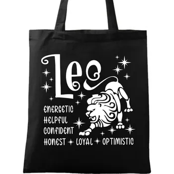Bavlněná taška Horoskop Lev Leo (Barva: Černá)