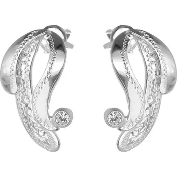 Náušnice Argento 64990 Stříbrné náušnice - s ručním gravírem, čirý kulatý zirkon