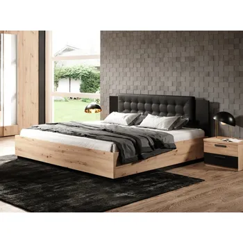 Postel Postel s úložným prostorem a čalouněným čelem SIGMA 180x200 dub artisan/černý supermat