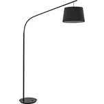 Ideallux Oblouková lampa Daddy, textilní stínidlo, černá - stínidlo na lampu - Ø 40 cm, výška 25 cm; Ø noha 34 cm černé 1 x 60 W - Doprava zdarma