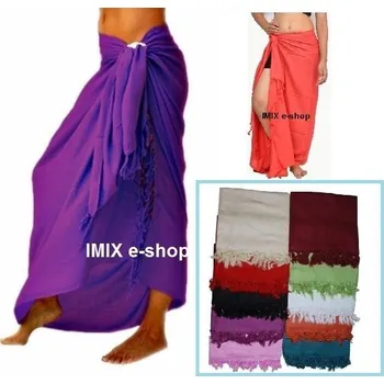 Šátek Letní plážové PAREO s třásněmi - více barev Světle žlutá