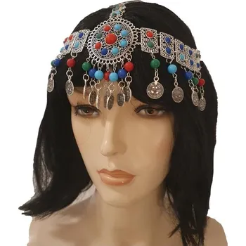 Čelenka Tribal kovová čelenka s Filigránem s barevnými korálky