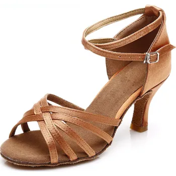 Dámské lodičky Taneční střevíce Laura s koženou podrážkou - Tmavě hnědé 40 podpatek 7 cm