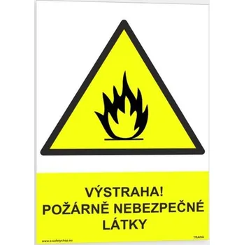 Traiva s.r.o. Výstraha! Požárně nebezpečné látky Verze: Samolepka 210 x 297 mm (A4) tl. 0.1 mm - Kód: 03588