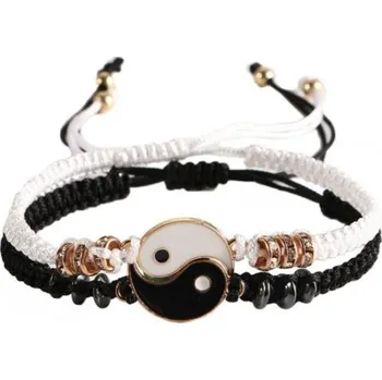 Náramek Feng Shui párový náramek se symbolem Jin Jang Zlatá