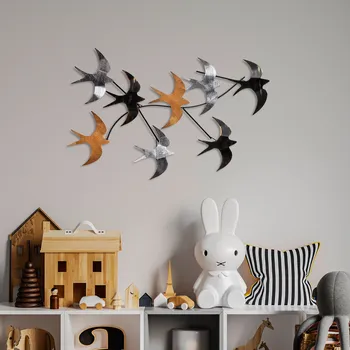 Obraz ASIR Nástěnná dekorace kovová FLYING BIRDS stříbrná a bronzová