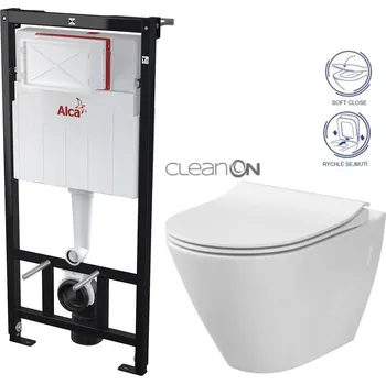 WC sada Předstěnový instalační systém bez tlačítka + WC CERSANIT CLEANON CITY AM101/1120 X CI1