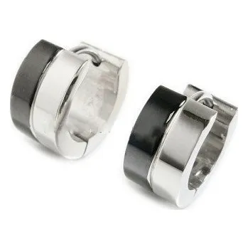 Náušnice Prosperk Náušnice kroužky ocelové černo-stříbrné S2331