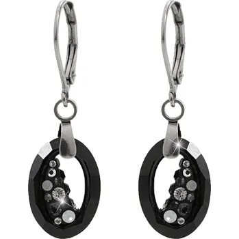 Módní doplněk JSB bijoux s.r.o. Ocelové náušnice klapky šikmo osázený malý ovál Swarovski Jet