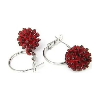 Náušnice Prosperk Náušnice kroužky s červenou kuličkou S2414