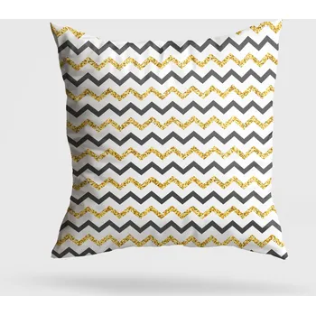 Povlak na dekorativní polštářek ASIR Polštář A11989 bílý s šedou a zlatou