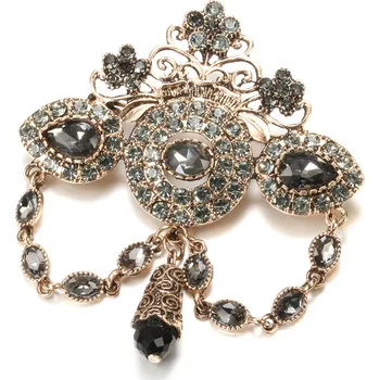 Brož Orientální brož s prověšením zdobená zirkony Asira šedá