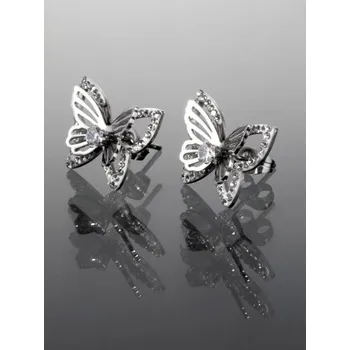 Náušnice Prosperk Náušnice z oceli motýlci s kamínkem S1555