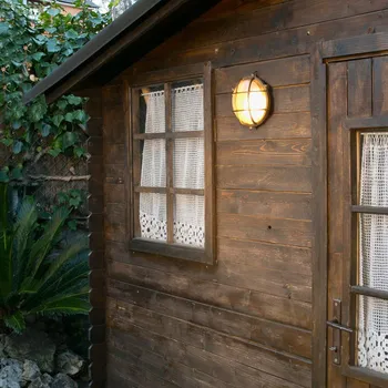 Venkovní osvětlení FARO BARCELONA Venkovní nástěnné svítidlo Noray, mosaz, Ø 19 cm, IP44 mosaz, transparentní 1 x 60 W - Doprava zdarma