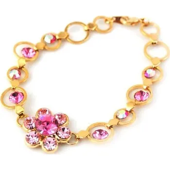 Náramek Prosperk Náramek zlatý s růžovými krystaly S2681