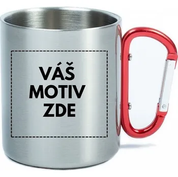 AveTech Nerezový hrnek s červenou karabinou 325 ml