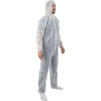 Jednorázový oděv Espeon Kombinéza z netkané textilie s kapucí a na zip, 1 ks, bílá Velikost: XXL